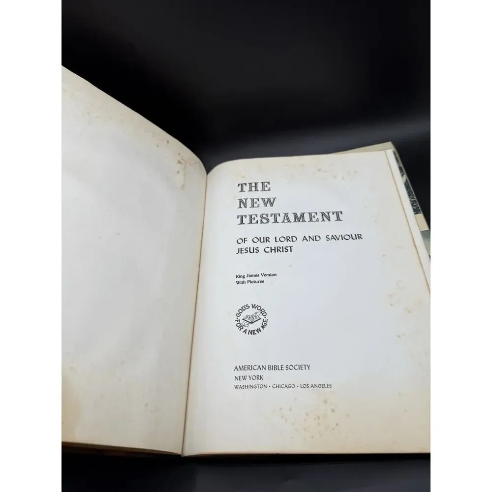 Vintage Jerusalem Olive Wood New Testament KJV Illustrated Bible Holy Land 1968